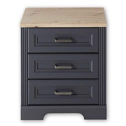Stella Trading Jasmin roulettes en Graphite, Aspect chêne Artisanal, Meuble de Bureau Mobile avec 3 tiroirs, Style Maison de Campagne Kit Complet, Bois d'ingénierie, Rollcontainer 1
