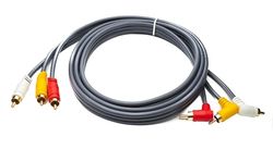 System-S Cinch RCA Kabel 180 cm stekker naar stekker 3 AV component hoek adapter in zwart