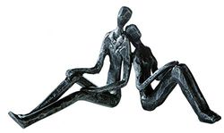 Casablanca Design Sculptuur - Decoratieve figuur - Dreaming - dromend paar - ijzer zilver 20 x 10,5 x 7 cm