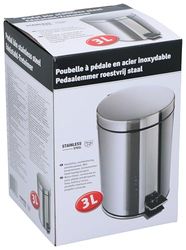 edco eindhoven b.v. Corbeille à Pédale 3 Litres - Poubelle - Salle de Bains ou Toilettes - Acier Inoxydable - Couleur Argentée