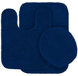 Kids Zone Home Linen Lot de 3 Tapis de Bain Unis Bleu Marine Super Doux antidérapant Doux