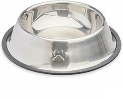 Mascow Voederbak voor honden, zilver, grijs, rubber, metaal, 22 x 6 x 22 cm, 12 stuks