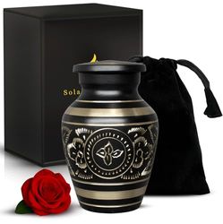 Black Keepsake Urns - Small Cremation Urn with Black Box & Bag - Mini Urn for Ashes - Honour Your Loved One with Memorial Urn Black - Small Urn for Human Ashes - Black Urns For Women & Men Ashes