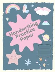 Handwriting Practice Paper, Preschool Pre-handwriting, Lined paper with dotted midline: Paperback, Large size 8.5"*11", 80 pages