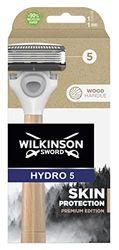 Wilkinson Sword - Rasoio Hydro 5 Skin Protection Premium Edition - Rasoio a 5 lame - Confezione con 1 manico in legno e 1 testina