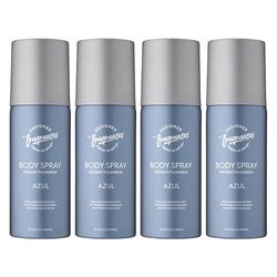 Designer Fragrances 4 Pack Azul Men's Body Spray Deodorant Cans - For Instant Freshness on The Go - Long Lasting Smell - Great Male Gift Sets - 150ml