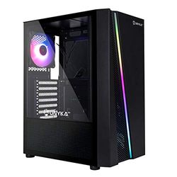 Unykach - Case Computer GamingATX Glayze Nero, frontale ARGB, pannello laterale in vetro temperato, 1 ventola RGB 120 mm, sistema di montaggio senza strumenti, 1 USB 3.0 e 2 USB 2.0