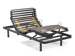 Ferlex - Sommier articulé électrique 75x190 | Structure métallique Robuste | Ergonomique | 12 Lattes Doubles avec réglage
