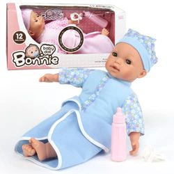 BEBÉ CON MANTA 30 CM 12 SONIDOS