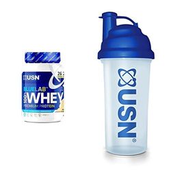 Bundle of USN Blue Lab Whey Protein Powder 908g, Vanilla Flavour + USN Protein Shaker, 700 ml