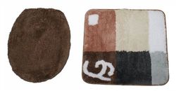 Kinzler J-10254/23 - Set di tappetini in Microfibra per WC sospeso (Senza incavo), copricoperchio e Tappetino da Pavimento, 47 x 51 cm e 50 x 55 cm, Design Monaco
