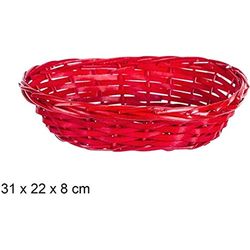 CM 108789 Cesta Mime Ovalada, Roja, Navidad, 31 X 22 X 8 Cm, Plastico, Multicolor, 15.4 x 19.4 x 18.5