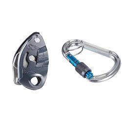 Petzl GRIGRI Accesorio para La Escalada, Unisex, Gris, Talla Única & Climbing Technology Concept SGL - Mosquetón de Escalada con Seguro, Color Azul