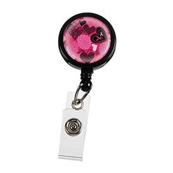 NCD Medical Retracteze Porte-Carte d'Identité Ribbons/Hearts Pink