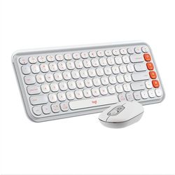 Logitech POP ICON COMBO, Bluetooth-toetsenbord- en muiscombinatie, comfortabel typen, programmeerbare toetsen en knoppen, stil klikken, Easy-Switch tot 3 apparaten - Wit