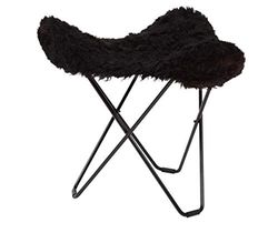Cuero Design 1464 Flying Goose Iceland Tabouret en Peau d'agneau Noir/Noir 48 cm