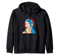 Mujer retro usando teléfono de esfera vintage Sudadera con Capucha