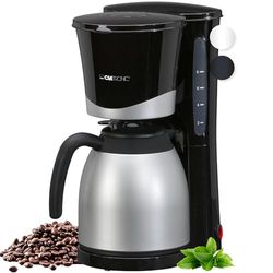 Clatronic® koffiezetapparaat voor 10 kopjes filterkoffie, koffiezetapparaat met thermoskan, druppelstop & automatische uitschakeling,uitneembaar filterelement, waterpeilindicator 1 liter-KA 3327 zwart