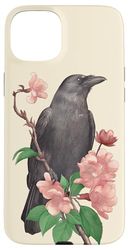 Raven Vintage Crow Blossom Raven Case for iPhone 15 Plus