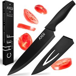 Axer Coltello Chef Nero con Guardia Lama - Coltello da Chef Professionale Multiuso Durevole e Affilato - Coltello Cucina professionale in Scatola Decorativa - Chef Knife