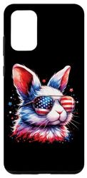 Carcasa para Galaxy S20+ Bunny American Flag USA 4 of July Patriotic Rabbit Funny