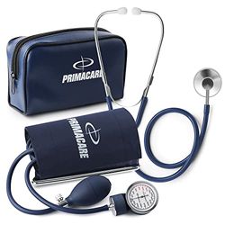 Primacare DS-9196 Professional Classic Series Large Adult Size Manual Blood Pressure Kit, Long Lasting Latex Inflation System with D-Ring Cuff and Stethoscope, Navy