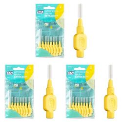 TePe Brossettes interdentaires Extra Soft - Nettoyage en douceur des espaces interdentaires - 1 x 8 brossettes - Diamètre 0,7mm - Jaune (Lot de 3)