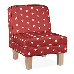 Relaxdays Barnstol med stjärnor, för pojkar och flickor, liten fåtölj för barnrum, HBT: 60 x 45 x 52 cm, röd