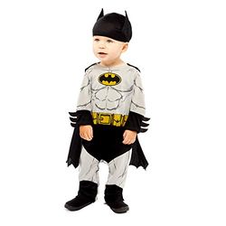 amscan-Disfraz Bebe W.B.: Batman T.6-12 Meses, dibujo animado, color gris, (361-9906708_0194099004732)