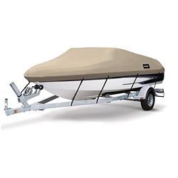 MSC Telo di copertura impermeabile per barche in tela di poliestere 600D di grado marino, resistente, adatto a V-Hull, Tri-Hull, Runabout Boat Cover (modello D - Lunghezza: 43,7-48,9 cm, larghezza