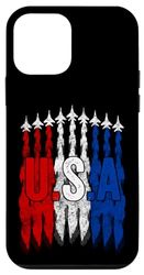Carcasa para iPhone 12 mini Patriotic USA Fighter Jet 4 de julio para hombres día conmemorativo