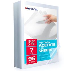 Hygloss Products Hojas de proyector superiores Película transparente similar al acetato, para proyectos de arte y manualidades y aulas, no para impresoras, 8.5 x 11 pulgadas, 96 hojas, transparente,