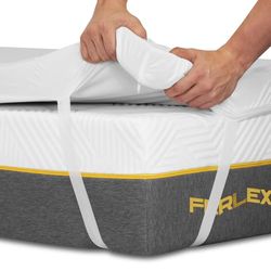 Ferlex - Vattentät ViscoGel Topper 5 cm | 100% viskoelastisk topper | Mycket mjukt och fräscht Tencel-tyg | Avtagbar och tvättbar övermadrass (180 x 200)