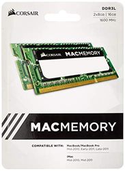 Corsair Mac Memory CMSA16GX3M2A1600C11 DDR3L SODIMM RAM-minne, Grön, 2 x 8 GB