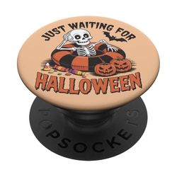Divertente scheletro spettrale in attesa Halloween PopSockets PopGrip Adesivo
