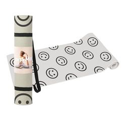 DOIY - Antislip yogamat - Gelukkige gezichten patroon - Uitgerust met een steunkussen - Handgrepen - Dikke pilates mat - Oefenmat - 60x173x0,6 cm