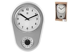 H&H Orologio Parete Silver 21Xh31 Arredo E Decorazioni Casa, Argento/Bianco, 21x31 cm