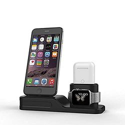 3-in-1 oplaadhouder voor IPHONE 11 Apple IWATCH AIRPODS Lightning dockingstation (zwart)