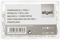 SIGEL MU190 Plastic Head Pins, 1,5 cm lang, transparant, 200 st.