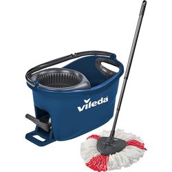 Vileda Turbo EasyWring & Clean - Set completo di lavapavimenti, mocio e secchio con centrifuga, blu