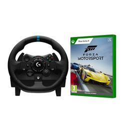 Xbox Logitech G923 Racing Wheel and Pedals, TRUEFORCE 1000 Hz Force Feedback, Responsive Pedal, Dual Clutch Launch Control, Series X|S|One - Black + Forza Motorsport Series X English EMEA Blu-ray