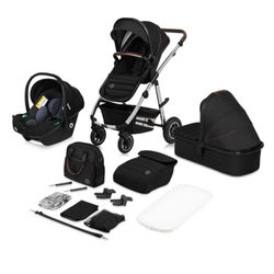 LIONELO Amber 3-in-1 combi-kinderwagen, set sportieve zitting, vaste babykuip, autostoel, tas, muggennet, regenbescherming, XXL-dak met zonwering