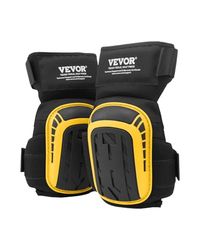 VEVOR Genouillères de travail antidérapantes en mousse gel, genouillères de protection robustes et extensibles avec 2 sangles d'extension, hommes et femmes, pour toiture, jardinage, sol, jaune et noir