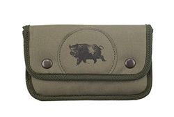 Januel - Pochette per palline Ginet - Cartuchiera da cintura - per palle da caccia - Caccia in battuta - 10 tubi - Tessuti in poliestere - Stemma Cinghiale - Verde Taglia unica