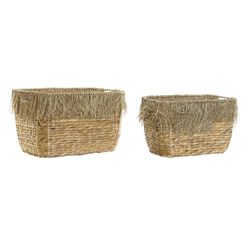 CESTA SET 2 JUNCO 40X30X26 FLECOS NATURAL MARRON