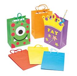 Baker Ross Bolsas de Colores para Regalo Manualidades Creativas para Niños para Crear y Personalizar (Pack de 6)