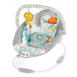Bright Starts - Assento infantil vibrador confortável - Taggies, música, barra de brinquedos removível, 0-6 meses até 9 kg (Whimsical Wild)
