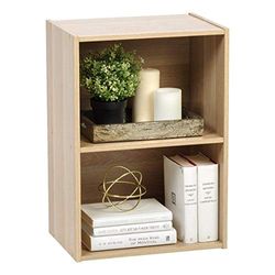 Iris Ohyama, Houten kast met planken/boekenkast/zijkast/basis opbergplanken, Modulair, Design, Kantoor, Woonkamer - Basic Storage Shelf - CX-2 - LichtBruin