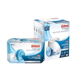 UniBond AERO 360° Moisture Absorber Neutral Refill Tab, ultra-absorbent and odour-neutralising, (4 x 450g), UniBond AERO 360 Compact Moisture Absorber, Ultra-Absorbent Dehumidifier