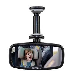 EZI MIRROR CLIP - Rétroviseur à clipser sur rétroviseur avant, ajustable, en plastique recyclé, pour surveiller les sièges arrière sans détourner les yeux de la route